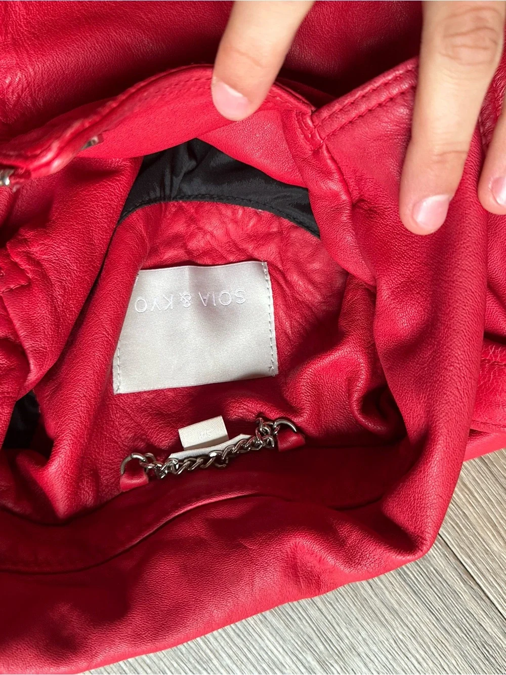 Soia & Kyo Red Leather Moto Jacket